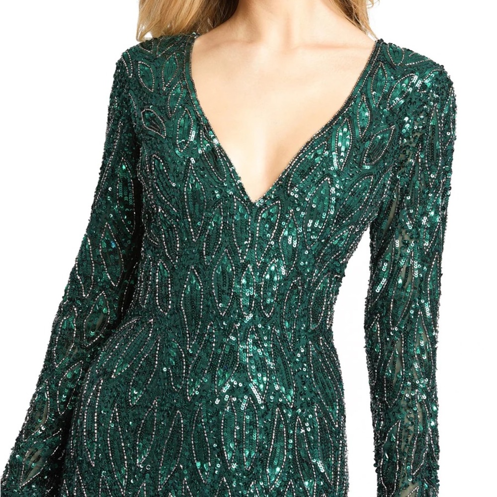 Mac Duggal Green Sequin Maxi Dress